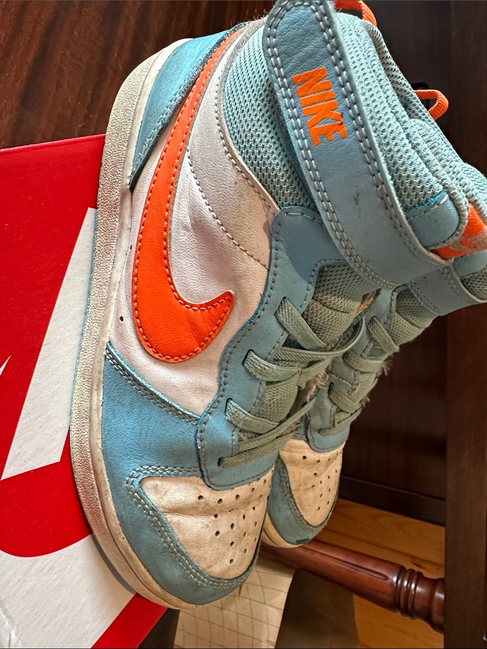 Nike Court Borough Mid 2 Youth Sneakers - Aquarius Blue/Total Orange